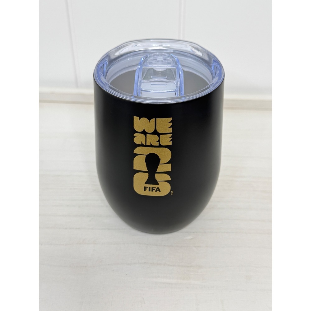 FIFA World Cup 26 Official Wine Tumbler 12oz Black Soccer Fan Gear Licensed NEW